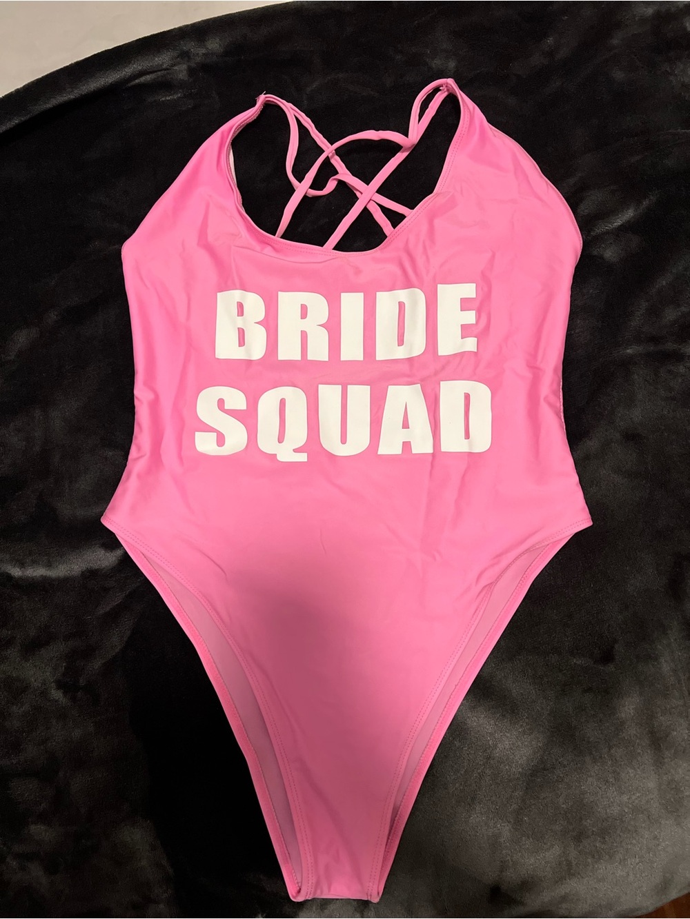 Pink 'Bride Squad' One-Piece Swimsuit